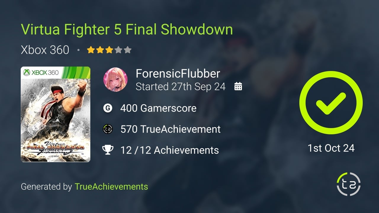 Virtua Fighter 5 Final Showdown achievement summary